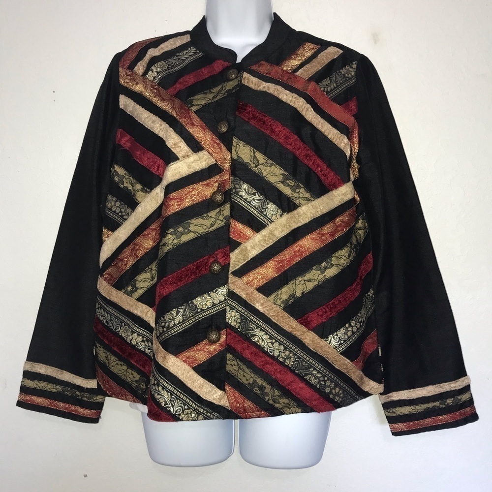 Choices Asian Inspire Lace Velvet Applique Jacket